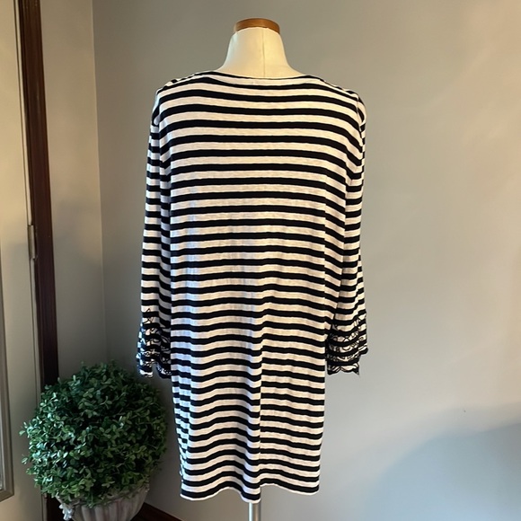 TALBOTS ocean city nautical stripe women’s TUNIC embroidered 3/4 sleeve chic 2X - Picture 3 of 10
